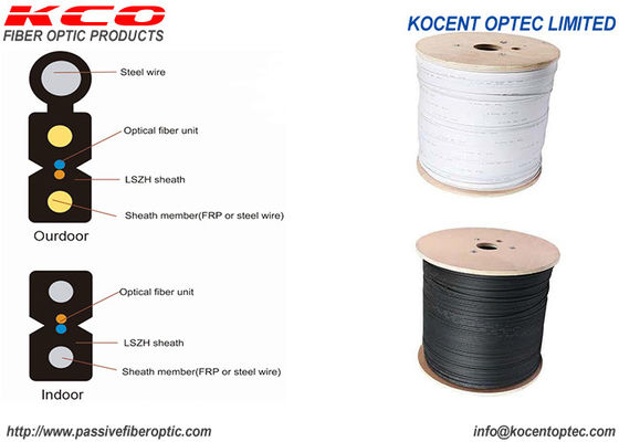 PVC LSZH 2fo SM Monomode G657A Optical Fibre Drop FTTH Cable 2km 1km
