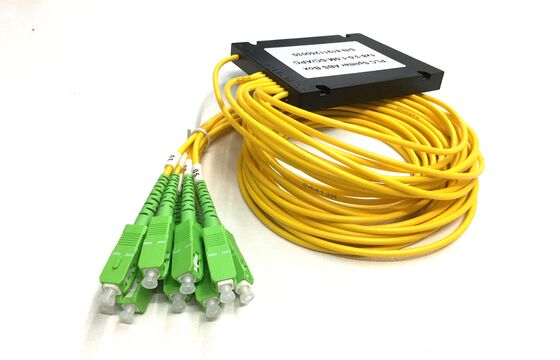 1x8 Fiber Optic Splitter PLC Splitter with SC/APC Connector and G657A1 Fiber for FTTH Networks