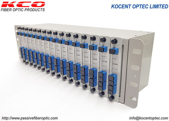 14 Slot 19'' 0.9mm PLC Fiber Optic Splitter Rack Mountable Patch Panel for Indoor Cabinet
